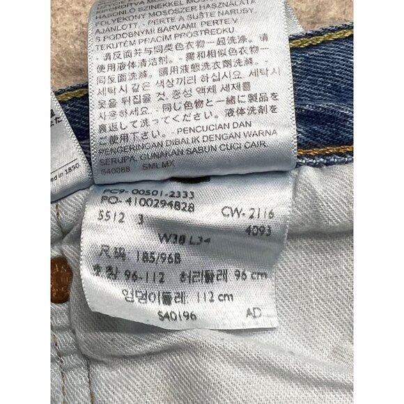 Levi's 501 Button Fly Medium Wash Straight Leg Men's Denim Jeans 38 X 34 - Picture 6 of 9